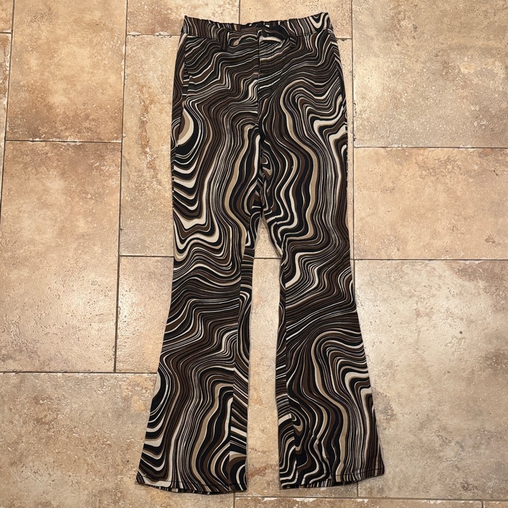 Motel Rocks Swirl Pattern Flared Pants - Size Small